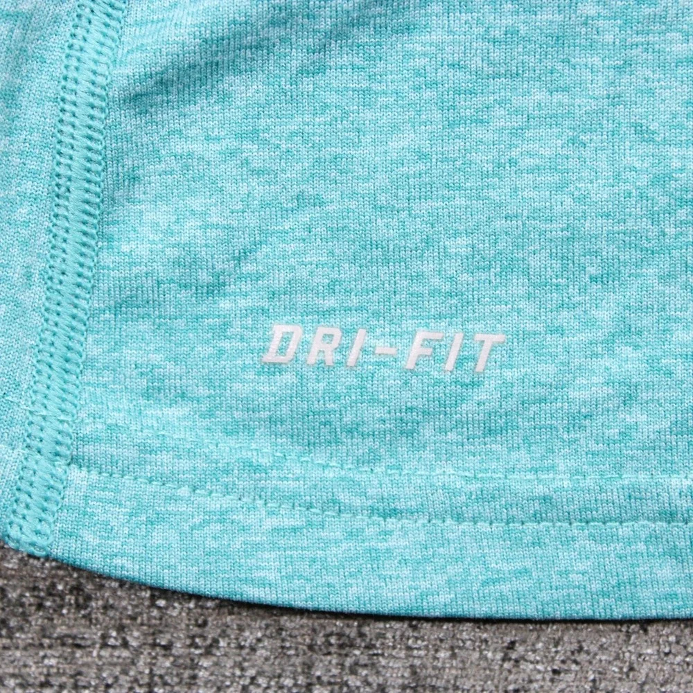 Nike Dri-FIT Womens V-Neck T-Shirt Teal Heathered Short Sleeve Athletic Top S